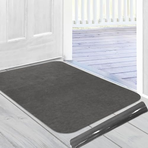 Jlyjlyfu Ultra Thin Door Mat Indoor, 2.6MM Durable Super Thin Doormat Washable Non Slip Inside DoorMat Dirt Trapper Low Profile Entrance Mat, Kitchen Rug(60x90cm)