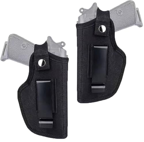 Pistolenholster Waffenholster Taktische Pistole Holster, 2 Stück Verdeckter Gürtelholster, Trageholster mit Metall Clip, zum Jagdschießen Camping Outdoor, Schwarz
