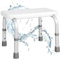HOMFME Bathroom Shower Stool, 3 Position Height Adjustable Bath Seat with Non-slip Foot Pads and Drainage Holes, Aluminum Bathtub Bench Chair for Elderly Disabled Pregnant