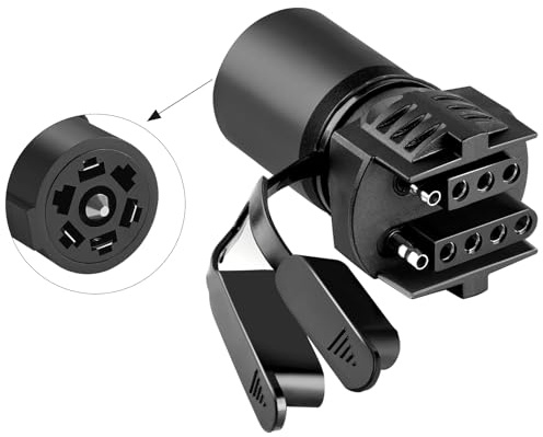 Gonice 2-in-1 Trailer Plug Adapter - 7 Pin Round to 4/5 Pin Flat Blade, Universal Fit for Car, Truck, RV, ATV, Boat, Trailer