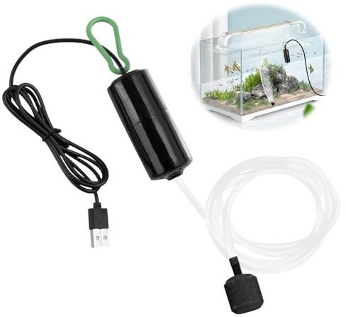 Mini Aquarium Air Pump USB Fish Tank Air Pump Quiet Oxygen Pump for Fish Tanks Small Bubbler with Air Stone Silicone Tube Energy Efficient for Home Fishing Fish Shops