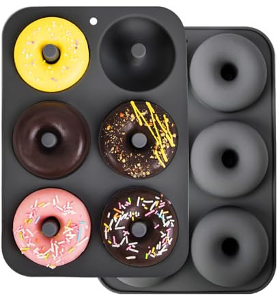 CUISITOOL Silikon Donut Formen, 2 Stück Silikon Donut Backform Antihaft Backblech für Kuchen Keks Bagels Muffins, Geeignet für Geschirrspüler, Backofen, Mikrowelle