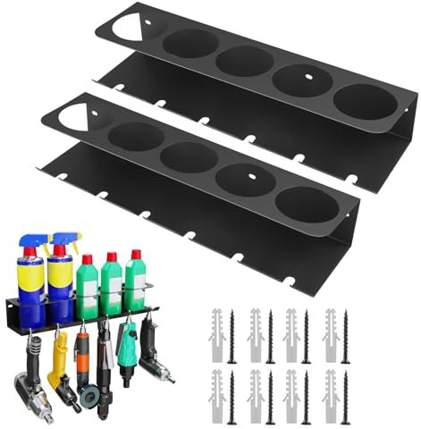 HuuppHip 2 Pack Spray Bottle Holder, Silicone Tube Holder with 5 Holes 6 Slot, Sealant Rack Organiser Wall Mounted Power Tool Organiser, Garden Tool Rack for Garage Workplace