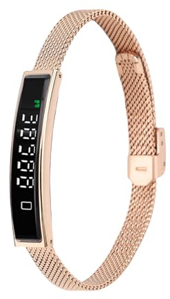 VBESTLIFE Pulsera Inteligente, Rastreador de Fitness con Bluetooth 5.3 para Android iOS, Pulsera de Salud a Prueba de Agua con Aplicación para Nadar en Ciclismo (Gold)