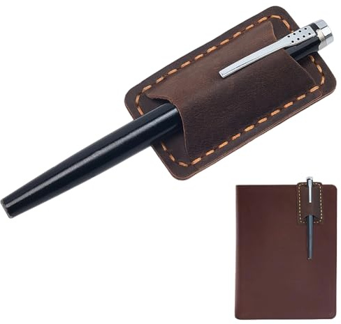 craspire Porte Stylo en Cuir Fait Main avec Clip Porte Stylo en Cuir de Vache pour Carnet Porte Crayon Robuste Marron Coco avec Clip en Métal Fournitures pour Enseignants pour Journaux Agendas Livres