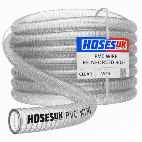 38mm ID x OD 49mm Clear Flexible Wire Reinforced PVC Tubing Water Air Pipe Hose 2 Metre (6.6 Ft)