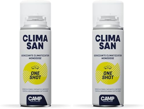 Camp climasan one shot aerosol - limpieza climatizador casa y auto, aerosol limpieza aire acondicionado de acción purificadora - perfecto para eliminar gérmenes y bacterias, 200 ml (Paquete de 2)
