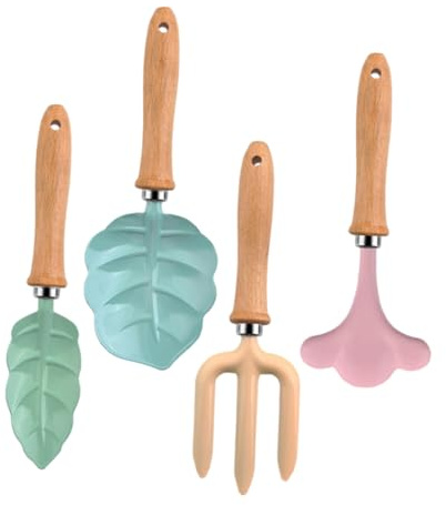 Beaupretty Set de Herramientas de Jardinería para 4 Piezas Pala Pequeña Rastrillo Tenedor Colores Vivos para Excavar Tierra y Plantar Flores en Jardín Actividades al Aire Libre