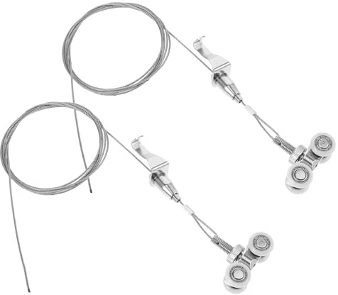 Ciieeo Fil pour Accrocher des Tableaux Réglable en Acier Inoxydable 2 Mètres 2 Crochets Suspendre et Poulies, Kit de Câble Métallique pour Cadres Photo, Lampes et Panneaux, Usage