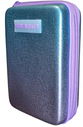 PRESTIGE & DELUXE Astuccio Corredo Tinta Unita Pool Over ONE TIME Gradient Azzurro Viola completo di cancelleria per Scuola Bambina Ragazza + portachiave e penna colorata