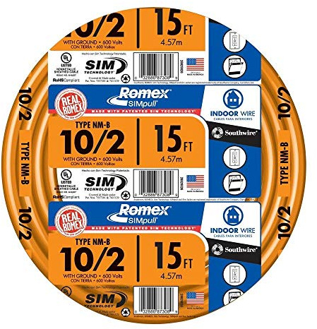 Non-Metallic Romex Sheathed Electrical Cable With Ground, 10/2, 15-Ft. -28829026