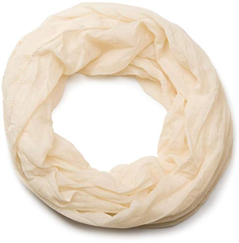 styleBREAKER leichter unifarbener Loop Schlauchschal | Sommerschal aus fließendem Material | Seidiges Halstuch für Damen & Herren | Weich, Luftig & Modisch | 77 x 46 cm, Farbe:Creme-Beige
