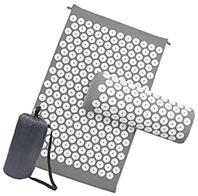 Popoti Body Pain Acupuncture Spike Yoga Mat with Massage Pillow/Mat Massage Relaxation Cushion Relieve Acupressure Mat CXR (Gray)