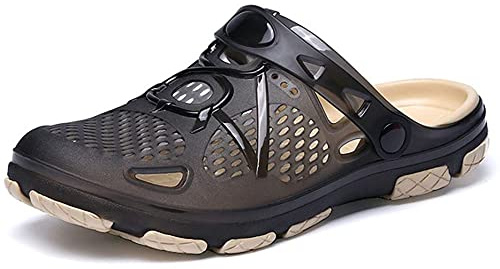 Mens Clogs Lightweight Garden Sandals Breathable Clogs for Men Summer Slippers Casual Mules Outdoor Pool Beach Yard Black Size UK 9