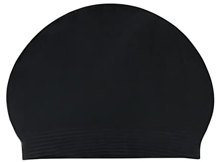 Sporti Adult Professional Swimming Cap - Latex Unisex Swim Cap - 8 x 9.75 inch - Silicone Free Swim Hair Protection Cap - Latex Swim Cap - Black