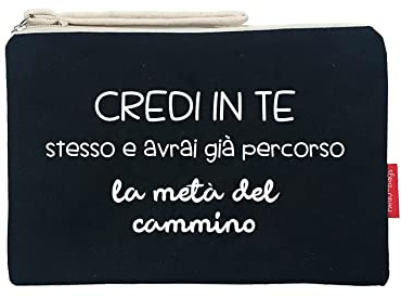 hello-bags Necessaire/pochette. Esterno: 100% cotone. Con cerniera interna e fodera. Include una bella busta regalo kraft. Modello CREDIINTE. Colore: Écru/Nero. Misure: 23 * 15,5 cm.