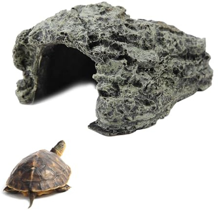Reptology Shale Ledge Cave Hideout Rock den per Tartarughe, Anfibi Pesci Grotta in Resina Decorativa per Acquari Terrari(B-025A)