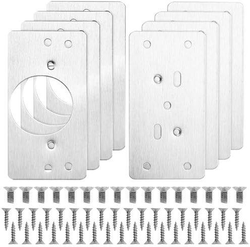 Tekenewbse 8 Pezzi Piastra di Riparazione Della Cerniere, 9 × 4.7 cm Piastra Riparazione Cerniera con 48 Viti, Aggiustare Sportelli Cerniere, Cerniera Acciaio Inossidabile per Armadi Mobili Cassett