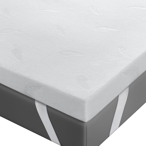 BedStory Topper matrimonial 160x200 de 8 cm, Topper de espuma viscoelástica con perfume de lavanda, Topper para colchón corrector con esquinas elásticas