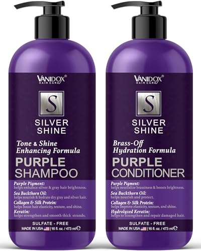 Sulphate Free Purple Shampoo and Conditioner for Grey and Silver Hair, Purple Shampoo with Purple Pigment for Copper Nuance, Purple Shampoo for Grey Hair for Women, 400ml
