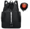 Bolsa de deporte con cordón, bolsa de baloncesto para hombre y mujer, mochila deportiva de malla con compartimento para mojado y compartimento para zapatos, bolsa ligera para playa y natación (negro)