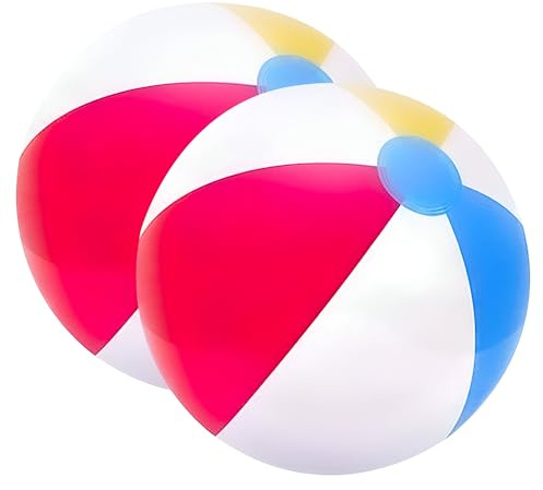 Concept4u 2 Pack x Beach Ball Inflatable 20 Inch - Large Heavy Duty Vinyl, Bright Rainbow Colors Summer Holiday Swimming Pool Party Toys Blow Up Outdoor Games