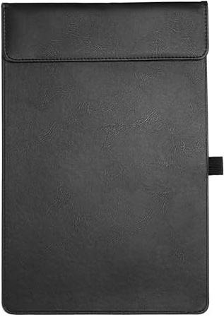 PATIKIL Porte-dossiers En Cuir PU Format A4, 9.5x13.5 Porte-dossiers Magnétique Professionnel Avec Porte-Stylo Organisateur Dossier De Bureau Planche À Écrire Style 2, Noir