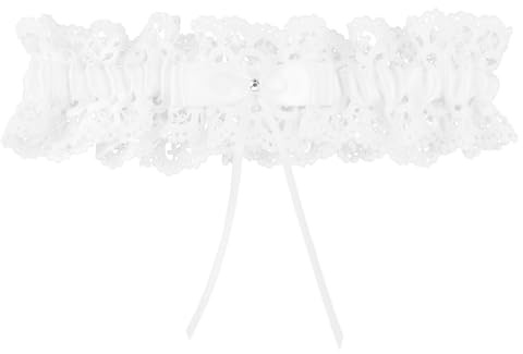 Mikovivi Bride Wedding Garter, Sweet Bow White Lace Elastic Leg Garter Elegant Wedding Accessories for Women Girls Bridal Shower Party