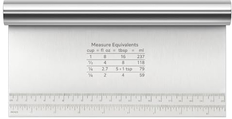 Wcawnlt Raspador de Masa 12x22 cm, Rasqueta de Cocina de Acero Inoxidable, Espátula Profesional para Cortar y Manipular Masa, Ideal para Repostería, Panadería y Cocina Gourmet
