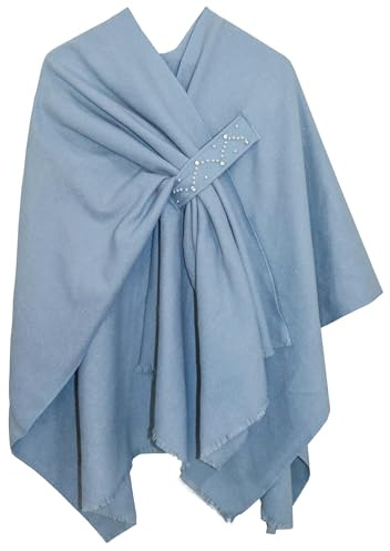 Shmily Girl Poncho Femme Tricot Cape Réversible Couverture Elégante Epaule Chaude Echarpe Tricotée Manteau pour Printemps Automne