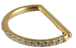 VMDVBNA Aro de Nariz 4 piezas de titanio en forma de D con microcircón for tabique nasal, aro de aro chapado en oro for trago, hélix, piercing for el tabique nasal.(Gold with Zircon,1.2x10mm)