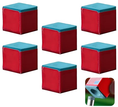 6 Pièces Craies de Billard Bleues, Craie de Billard au Carbonate de Calcium, Amélioration de la Précision et de la Durabilité de la Queue,pour Joueurs de Tous Niveaux, Boîte de Rangement Incluse
