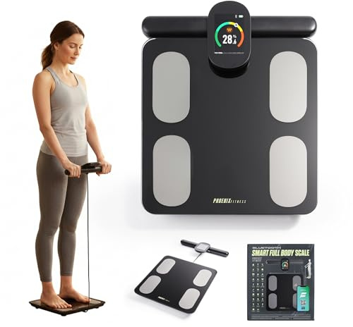 Phoenix Fitness Smart Body Composition Scale – Bluetooth Digital BMI & Body Fat Analyzer with 29 Metrics, Fitdays+ App Sync, USB-C Rechargeable Battery, 3.5-Inch TFT Display | 180kg (28 Stone)