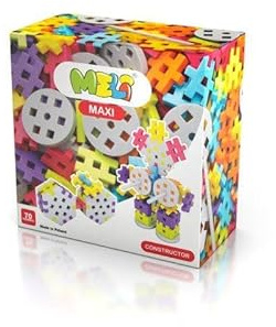Meli Maxi Constructor Set di mattoncini da costruzione, 70 pezzi, ruote, assi, esagoni, per bambini a partire da 1 anno, promuove la creatività e le capacità motorie, durevoli, senza BPA, certificato