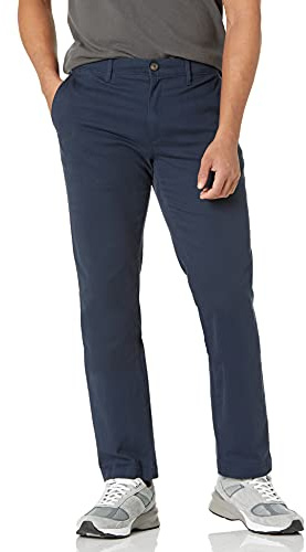 Amazon Essentials Pantalones chinos de pitillo, elásticos, informales Hombre, Azul Marino Oscuro, 33W / 30L