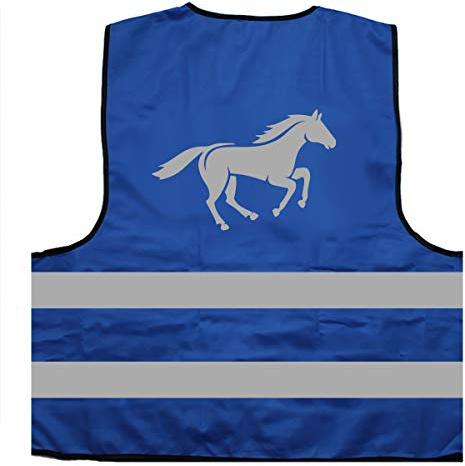 Warnweste - Signalweste - Pferd Reiter - Warnweste mit reflektierendem Aufdruck - Größe S/M, Blau