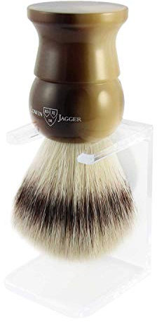 Edwin Jagger Imitation Horn Synthetic Fill Shaving Brush with Stand Extra Large