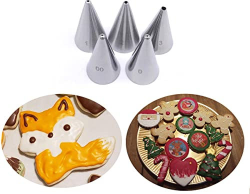 Small Round Piping Tips Set,Icing Piping Nozzles Frosting Tips for Pastry,Writing,Cake Cupcake Cookie Decorating,5 Pcs