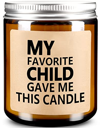 My Favorite Child Gave Me This Candle - Mom Dad Candle with Candlesnuffer - Mothers Father's Day Candles from Daughter - Gifts for Dad Mom from Son on Birthday - Lavender Scented Candles for Dad Mom