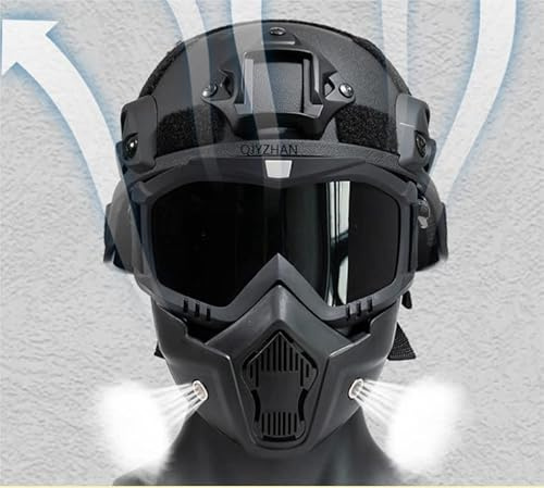 Airsoft Helmet Can Adjust ACH Tactical Helmet, and Airsoft Mask with Removable Anti-Fog Goggles is Used for Outdoor Sports of Airsoft Paintball CS Games