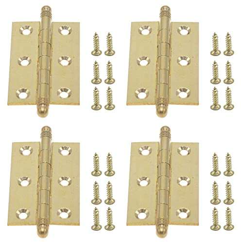 Joyangy 4-Pack 2.5 Inch Brass Polished Butt Hinges with Mounting Screws