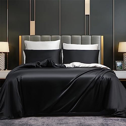 DXHOME Ropa de cama de satén de seda de 200 x 200 cm, color gris, gris claro y antracita lisos, liso, brillante, reversible, juego de funda nórdica con cremallera y 2 fundas de almohada de 80 x 80 cm