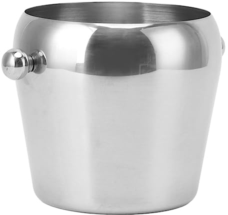 Secchiello per il Ghiaccio in Acciaio Inox Mini Contenitore Congelato per Bar Vino Champagne Pinza per Ghiaccio e Colino Secchiello per Ghiaccio Isolato per Cocktail Bar Vino (Argento Nudo Piccolo 1L)