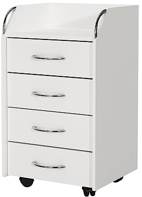 Vicco Rollcontainer Gwendolyn, Beistelltisch mit Rollen, Weiß, 40 x 36 cm mit 4 Schubladen