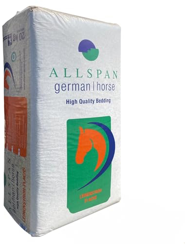 Allspan 20kg Einstreu German Horse Leinenstroh | Optimal bei Huferkrankungen und Atemwegserkrankungen | Hohe Saugfähigkeit | Leichte Entsorgung