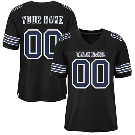 Personalisiert American Football Spieltrikots mit Name Nummer Personalisierte Trikot T-Shirt für Kinder Erwachsene Junge Mädchen Herrn Damen A06