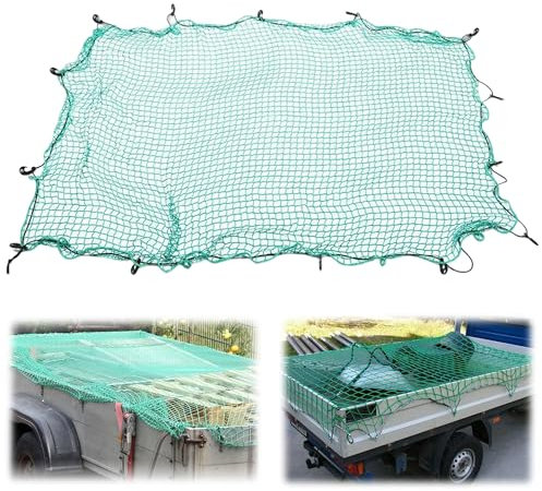 Safety Cargo Net for Car: 2 x 3M Heavy Duty Stretchable Cargo Netting with 10pcs Hook and 10M Elastic Cord for Trailer Van Pickup Luggage