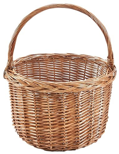 Kobolo Einkaufskorb LINA aus gekochter Weide, 33x33x42 cm, braun, handgeflochtener Henkelkorb für Einkauf, Picknick, Markt & stilvolle Aufbewahrung