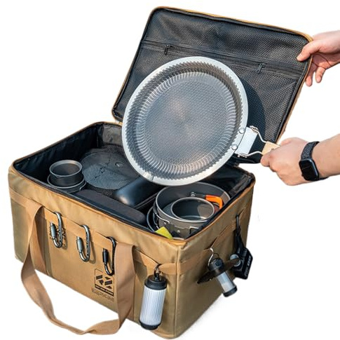 Borsa Organizer per Campeggio - Borsa Tote Multiuso Organizzatore Per Escursionismo | Contenitore Morbido Impermeabile 30L per Spiaggia Barbecue Picnic con Porta Pentole e Stoviglie