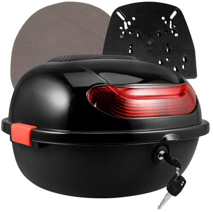 Ciieeo Baúl Trasero Moto con Respaldo Caja Superior De Almacenamiento Reforzada PP Diseño Moderno y Resistente Fácil Instalación Compatible para Motocicletas